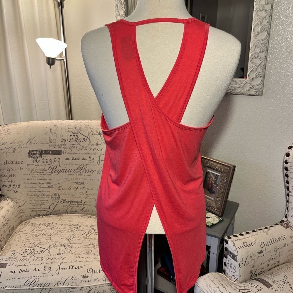 NWOT Athleta Open Back Draped Tank Top Coral Red Sleeveless Women’s - Picture 4 of 8